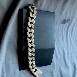 14K stainless steel white diamond bracelet